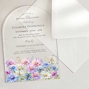 SURPRISE PARTY ARCH 25 September Birth Flower Acrylic Invitations