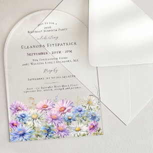 SURPRISE PARTY ARCH 30 September Birth Flower Acrylic Invitations