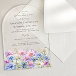 SURPRISE PARTY ARCH 65 September Birth Flower<br><div class="desc">Elegant watercolor asters create a floral border at the bottom of this arch-shaped acrylic surprise party birthday invitation. The soft pastel purple,  pink blue and white flowers are the September birthday month flower making this the perfect theme for your September birthday.</div>