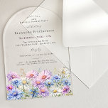 SURPRISE PARTY ARCH 70 September Birth Flower<br><div class="desc">Elegant watercolor asters create a floral border at the bottom of this arch-shaped acrylic surprise party birthday invitation. The soft pastel purple,  pink blue and white flowers are the September birthday month flower making this the perfect theme for your September birthday.</div>