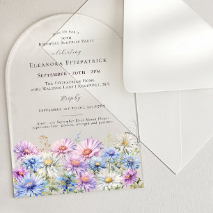 SURPRISE PARTY ARCH 70 September Birth Flower Acrylic Invitations