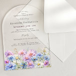 SURPRISE PARTY ARCH 90 September Birth Flower<br><div class="desc">Elegant watercolor asters create a floral border at the bottom of this arch-shaped acrylic surprise party birthday invitation. The soft pastel purple,  pink blue and white flowers are the September birthday month flower making this the perfect theme for your September birthday.</div>
