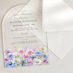 SURPRISE PARTY ARCH 95 September Birth Flower<br><div class="desc">Elegant watercolor asters create a floral border at the bottom of this arch-shaped acrylic surprise party birthday invitation. The soft pastel purple,  pink blue and white flowers are the September birthday month flower making this the perfect theme for your September birthday.</div>