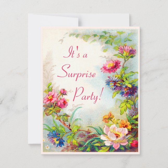 Surprise Party Dahlias Peonies Victorian Garden Invitation (Front)