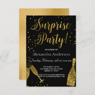 Surprise Party Gold Foil Birthday Invitation
