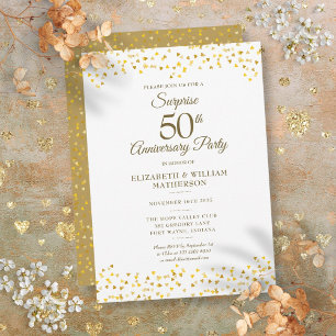 Surprise Party Golden 50th Wedding Anniversary Invitation