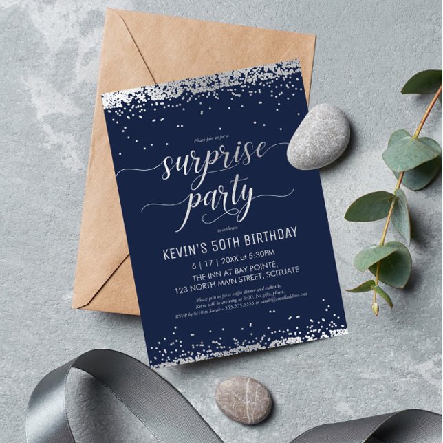 Surprise Party Invitation - Elegant Silver Invite (Creator Uploaded)