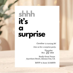 Surprise Party Invitation Template Minimalist Card