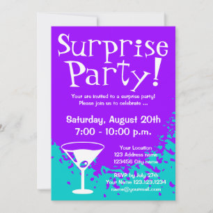 Surprise party invitations   Custom invites