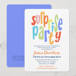 Surprise Party Modern Typography Invitation
