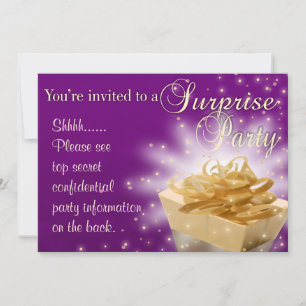 Surprise Party   Purple and Gold Invitation