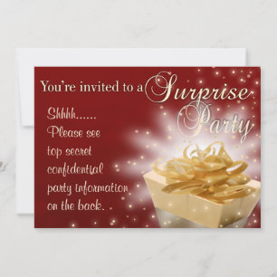 Surprise Party   Red and Gold Invitation