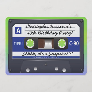 Surprise Party Retro 80s Cassette Tape Invitation