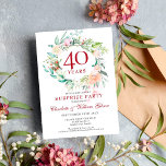 Surprise Party Roses Garland 40th Anniversary Invitation<br><div class="desc">Featuring a delicate watercolour floral greenery garland,  this chic botanical surprise party 40th wedding anniversary invitation can be personalised with your special ruby anniversary information. The reverse features a matching floral garland framing the anniversary dates in elegant white text on a ruby red background. Designed by Thisisnotme©</div>