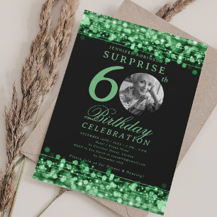 SURPRISE Photo 60th Birthday Green Lights Invitation