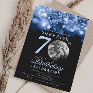 SURPRISE Photo 70th Birthday Navy Midnight Invitation