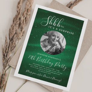 SURPRISE Photo 70th Birthday Party Green Glam  Invitation