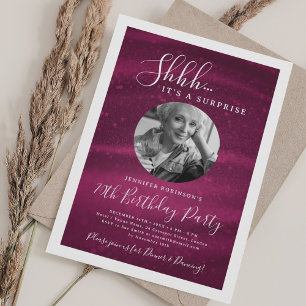 SURPRISE Photo 70th Birthday Party Pink Glam Invitation