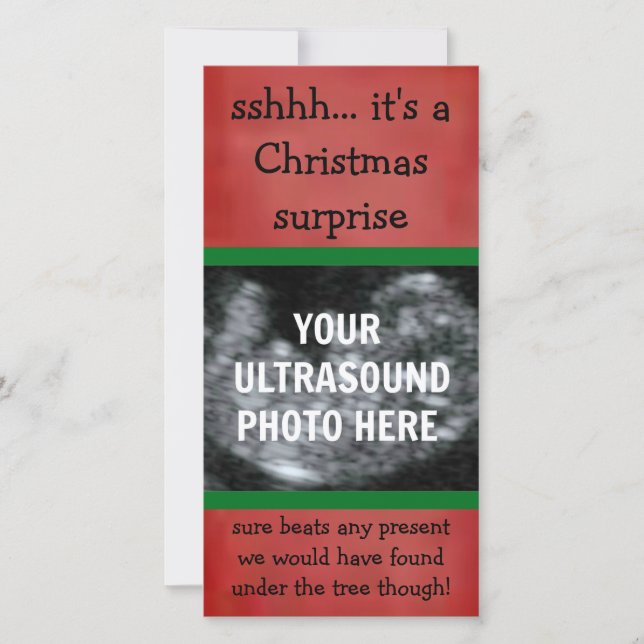 Surprise Pregnancy Ultrasound Christmas Photo Card (Front)