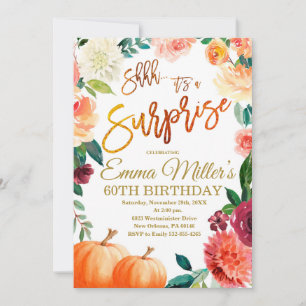 Surprise Pumpkin Birthday, Fall Birthday Party Invitation