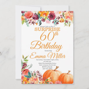Surprise Pumpkins Fall 60th Birthday Invitation