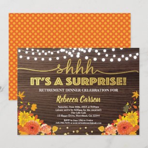 Surprise retirement dinner fall thanksgiving wood invitation