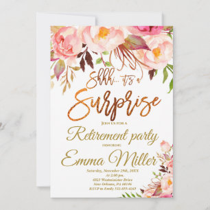 Surprise Retirement Party, Boho Floral Retirement Invitation