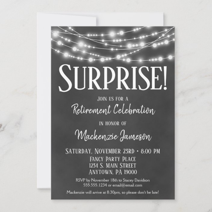 Surprise Retirement Party Invitation Chalkboard Zazzle Co Uk