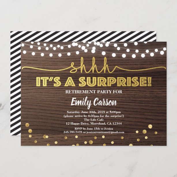 Surprise Retirement Party Invitations Zazzle UK