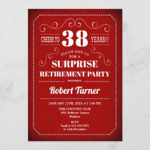 Surprise Retirement Party - Red & White Invitation