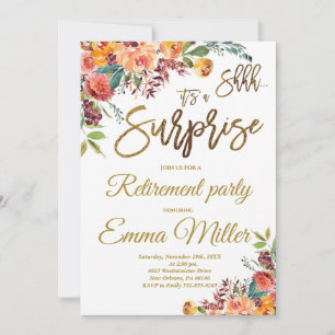 Surprise Retirement Party, Retire MINT Floral Invitation