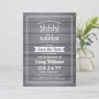 Surprise Retirement Party Rustic Grey Faux Wood