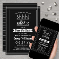 Surprise Retirement Party Shhh! Black and White