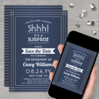 Surprise Retirement Party Shhh! Navy Blue & White