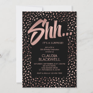 Surprise Rose Gold Confetti Birthday Invitation