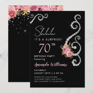 Surprise Roses Diamont 60th Birthday Invitation