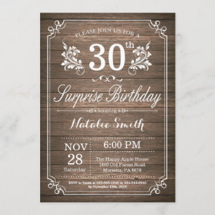 Surprise Rustic 30th Birthday Invitation Floral
