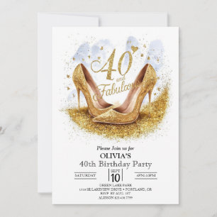 Surprise Simple Digital Gold 40th Birthday Invitation