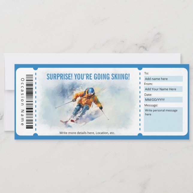 Surprise Skiing Gift Voucher Template (Front)