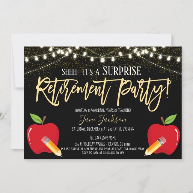 Surprise Teacher Retirement Party Invitation (Front)