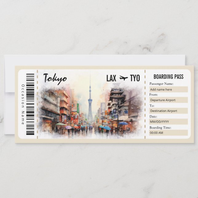 Surprise Tokyo Boarding Pass Gift Certificate Inv Invitation (Front)