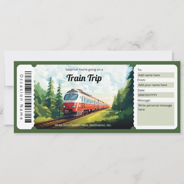 Surprise Train Ticket Gift Certificate Template (Front)