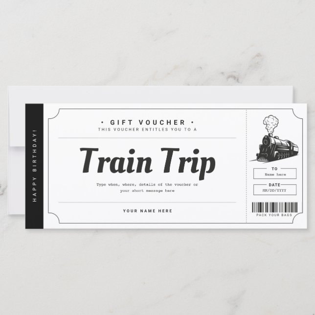 Surprise Train Trip Ticket Gift Voucher (Front)