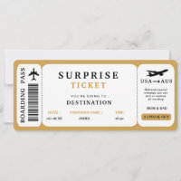 Surprise Trip Ticket  Plane Travel Boarding Pass