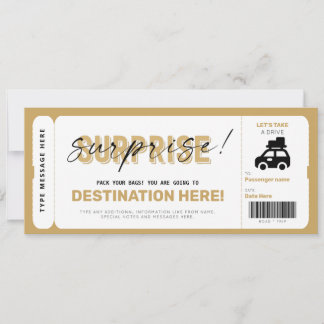 Surprise Trip Voucher Road Trip Fake Gift Ticket Invitation