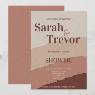 Surprise Typography Couple's Shower Dusty Rose Invitation