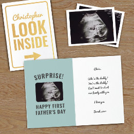 Surprise Ultrasound Photo 1st Father's Day Foil Card
