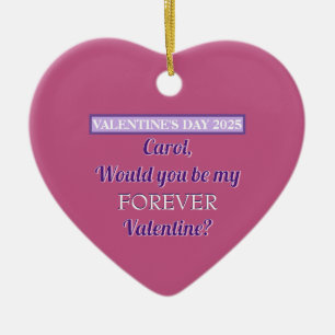 SURPRISE VALENTINE PROPOSAL/ HEART/CUSTOMIZABLE  CERAMIC TREE DECORATION