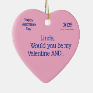 Surprise Valentine's Day Marriage Proposal Heart Ceramic Tree Decoration