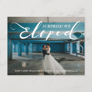 Surprise! We Eloped Newlywed Marriage Announcement Postcard